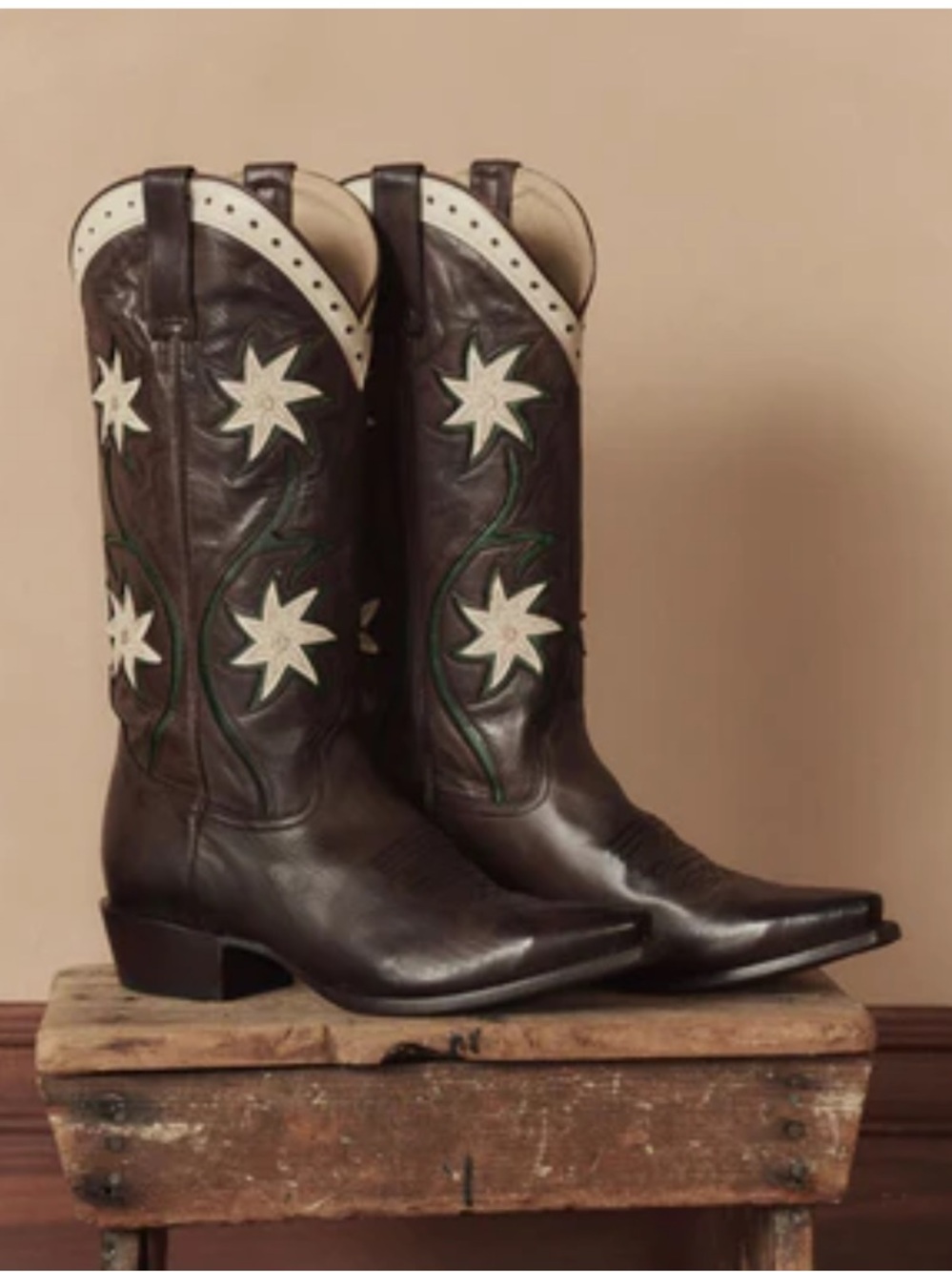 Stetson & The Great Brown Floral Cowboy Cowgirl Western Leather Boot